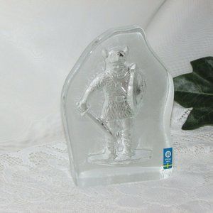 Bergdala Sweden Art Glass Viking Warrior Paperweight Vintage Home Decor